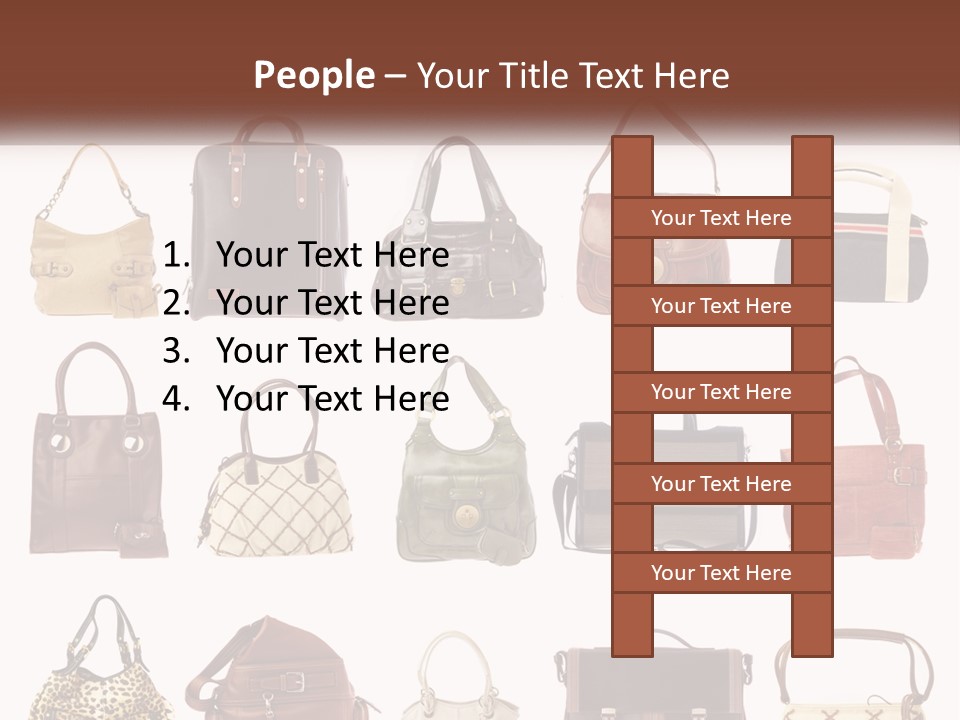 A Group Of Purses With A Name Of Presentation PowerPoint Template
