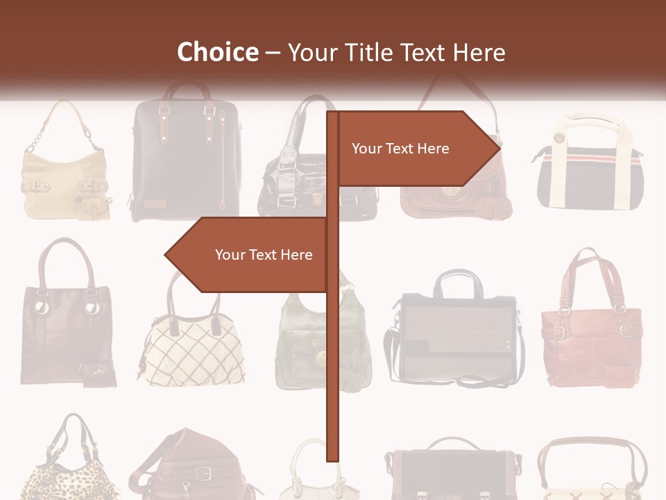 A Group Of Purses With A Name Of Presentation PowerPoint Template