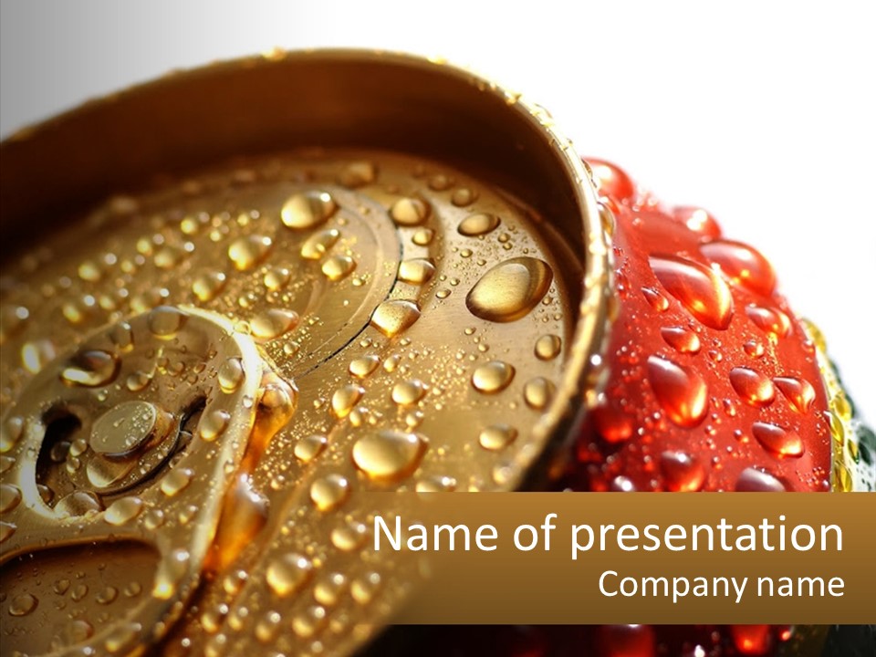 A Cola Can With Water Droplets On It PowerPoint Template