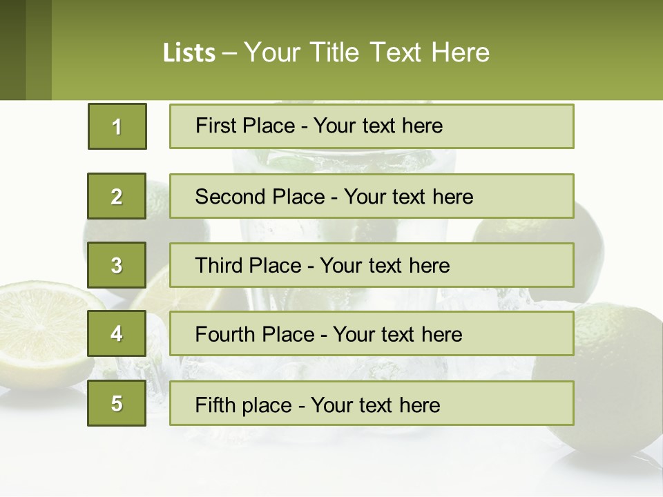 A Glass Of Water With Limes And Ice PowerPoint Template