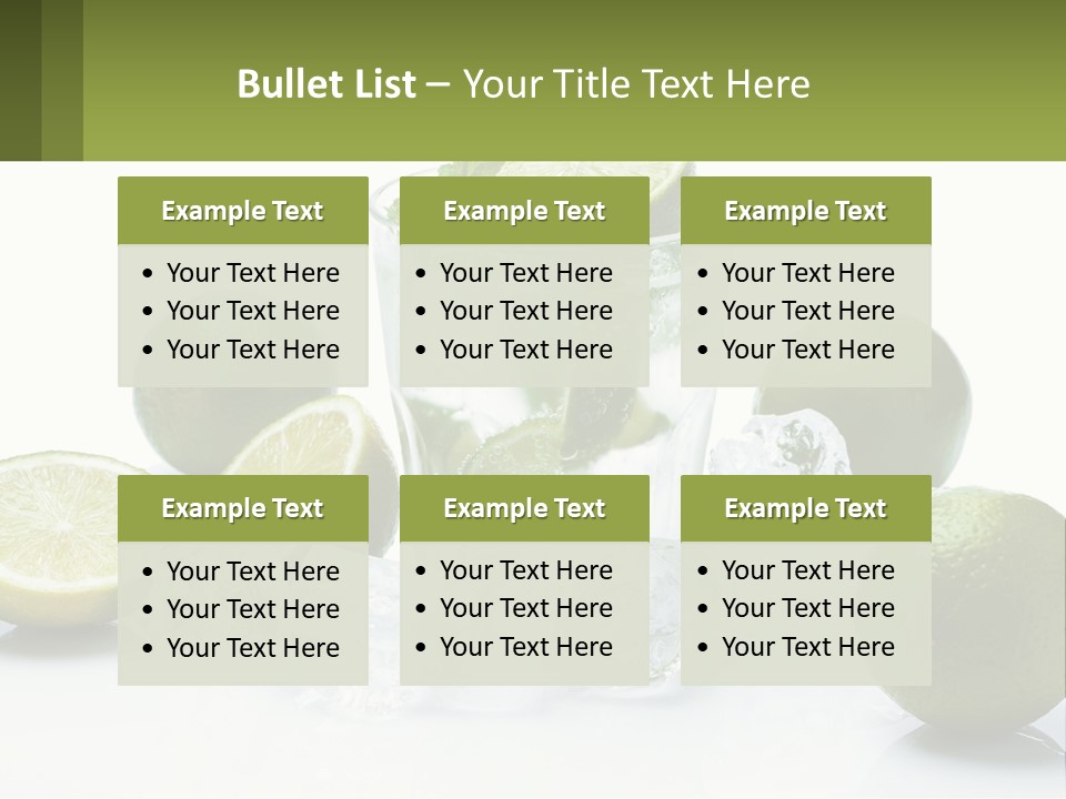 A Glass Of Water With Limes And Ice PowerPoint Template