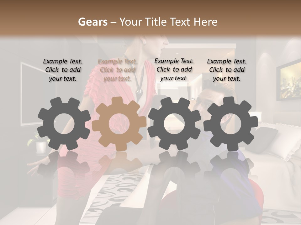 A Man Sitting On A Bed Next To A Woman PowerPoint Template