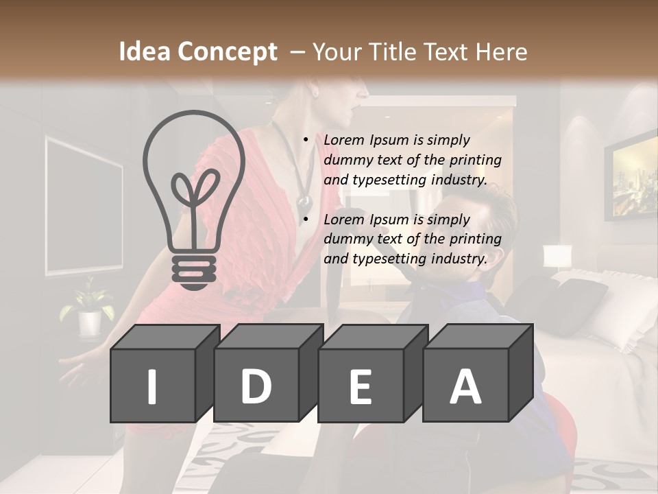 A Man Sitting On A Bed Next To A Woman PowerPoint Template