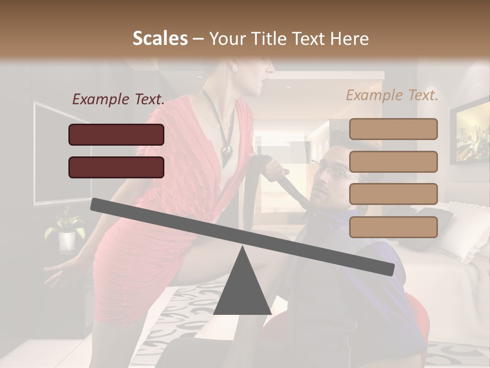 A Man Sitting On A Bed Next To A Woman PowerPoint Template