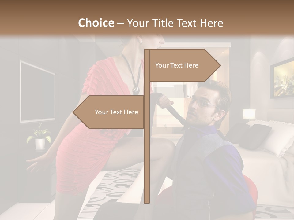 A Man Sitting On A Bed Next To A Woman PowerPoint Template