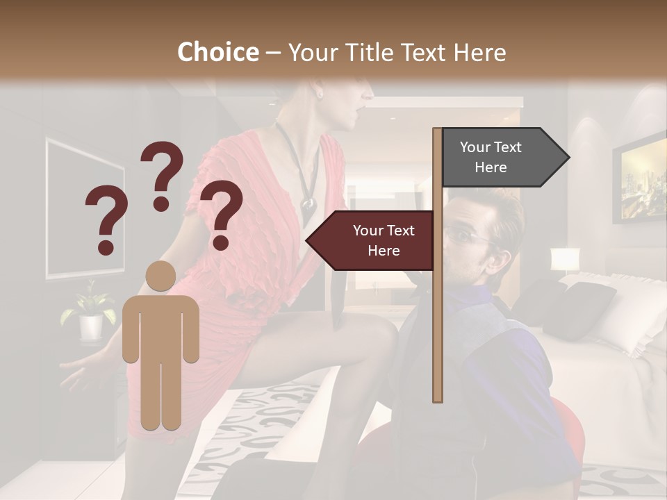 A Man Sitting On A Bed Next To A Woman PowerPoint Template