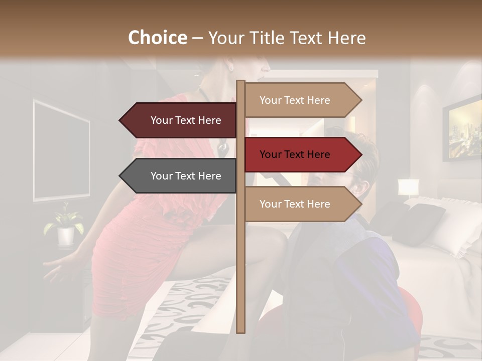 A Man Sitting On A Bed Next To A Woman PowerPoint Template