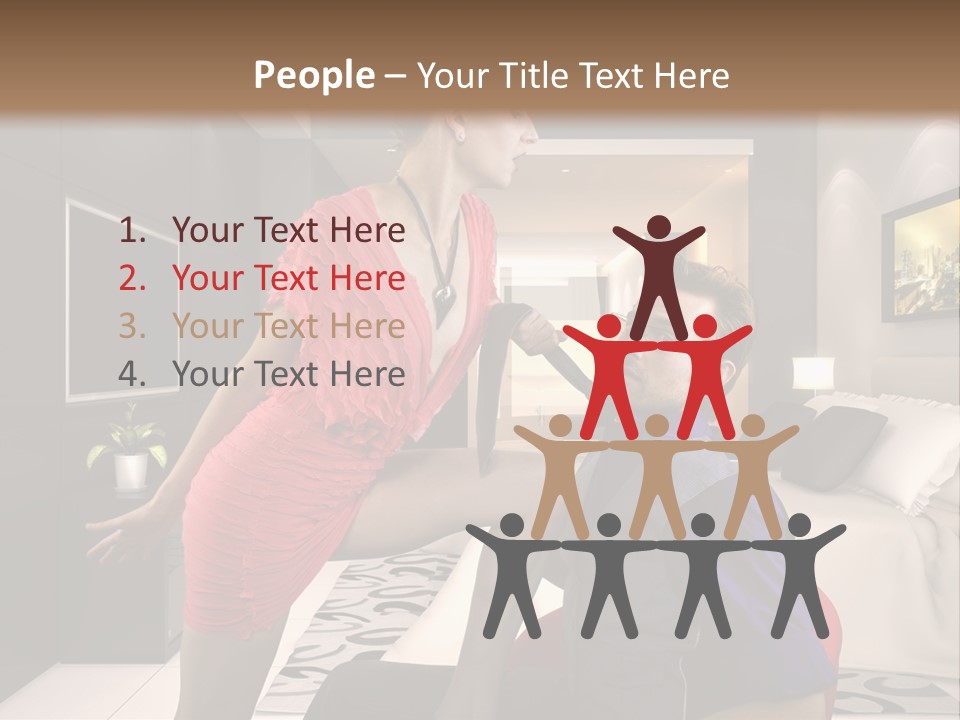 A Man Sitting On A Bed Next To A Woman PowerPoint Template