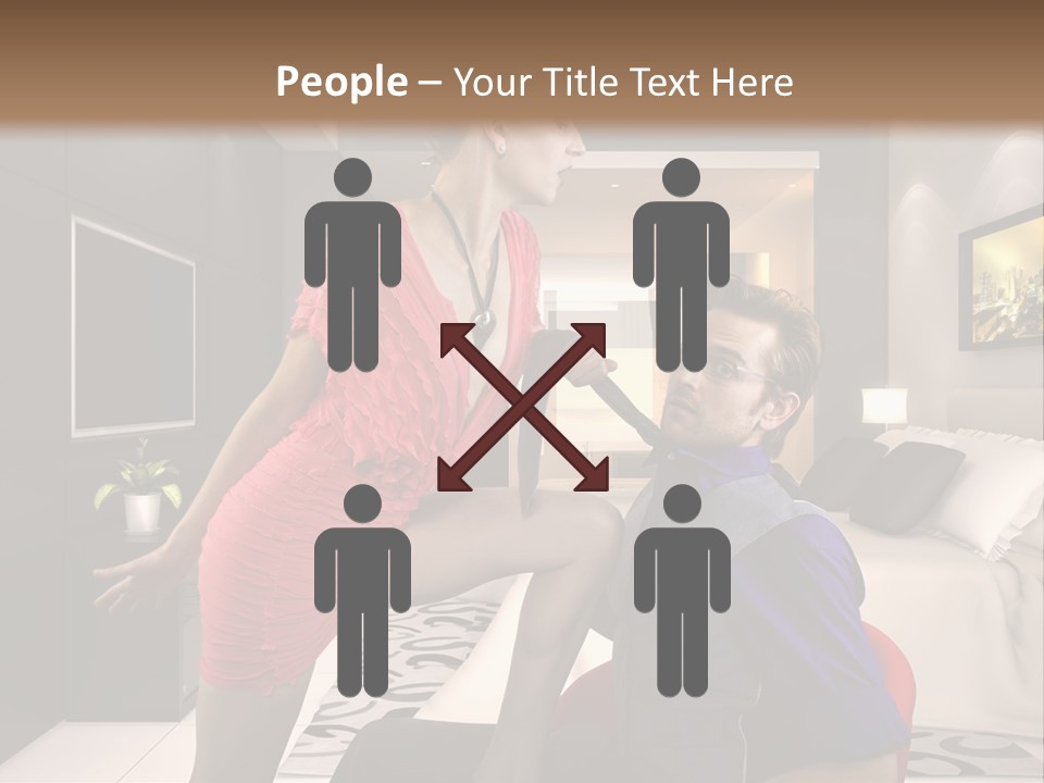 A Man Sitting On A Bed Next To A Woman PowerPoint Template