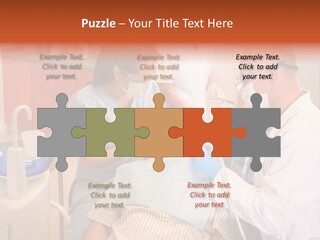 A Group Of People Standing Around A Man In A Dentist's Chair PowerPoint Template