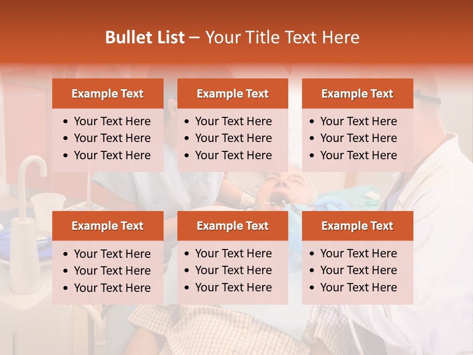 A Group Of People Standing Around A Man In A Dentist's Chair PowerPoint Template