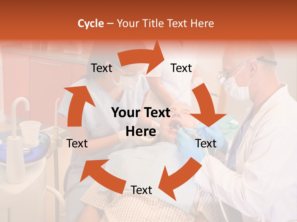 A Group Of People Standing Around A Man In A Dentist's Chair PowerPoint Template