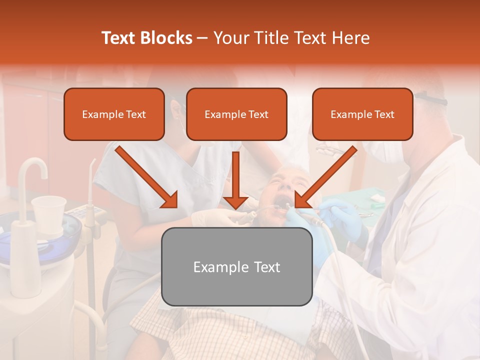 A Group Of People Standing Around A Man In A Dentist's Chair PowerPoint Template