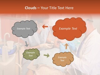 A Group Of People Standing Around A Man In A Dentist's Chair PowerPoint Template