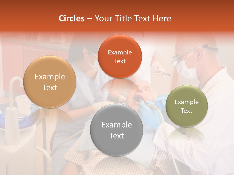 A Group Of People Standing Around A Man In A Dentist's Chair PowerPoint Template