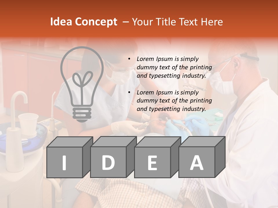 A Group Of People Standing Around A Man In A Dentist's Chair PowerPoint Template