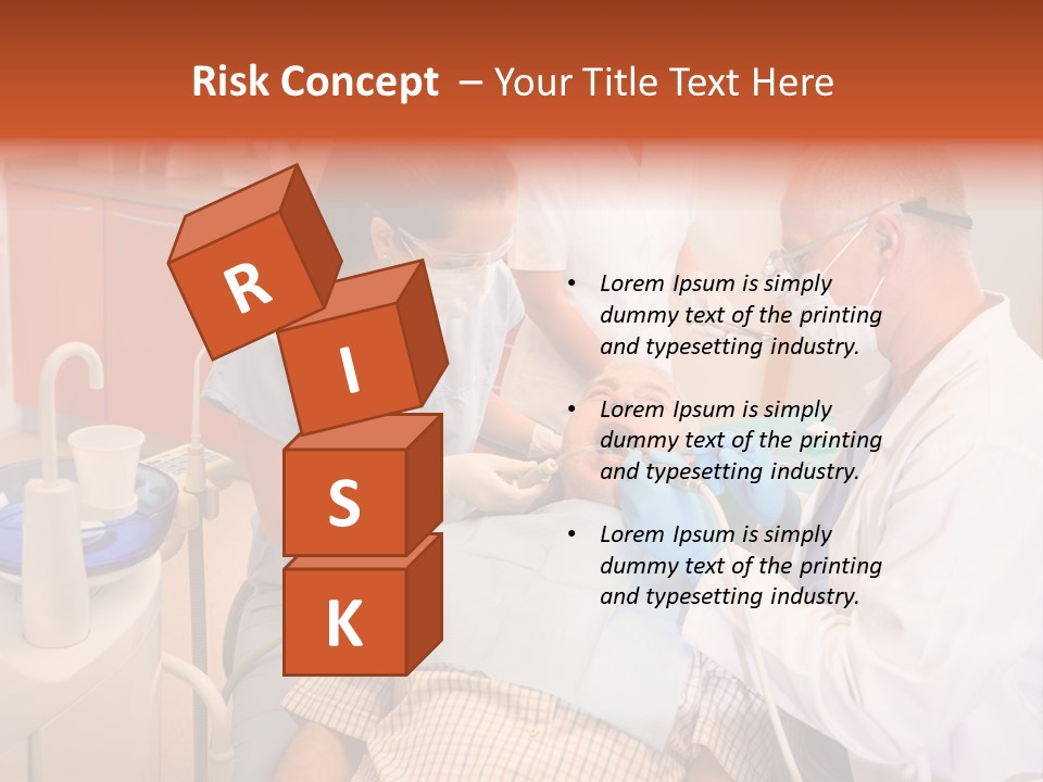 A Group Of People Standing Around A Man In A Dentist's Chair PowerPoint Template