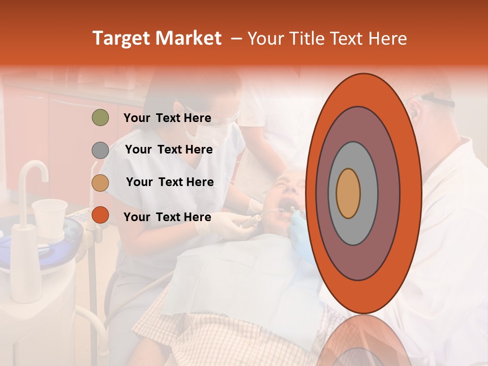 A Group Of People Standing Around A Man In A Dentist's Chair PowerPoint Template