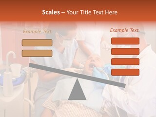 A Group Of People Standing Around A Man In A Dentist's Chair PowerPoint Template
