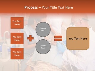 A Group Of People Standing Around A Man In A Dentist's Chair PowerPoint Template