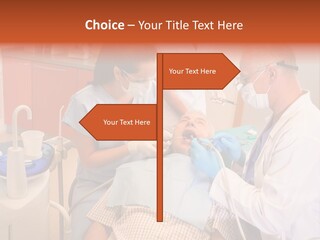A Group Of People Standing Around A Man In A Dentist's Chair PowerPoint Template