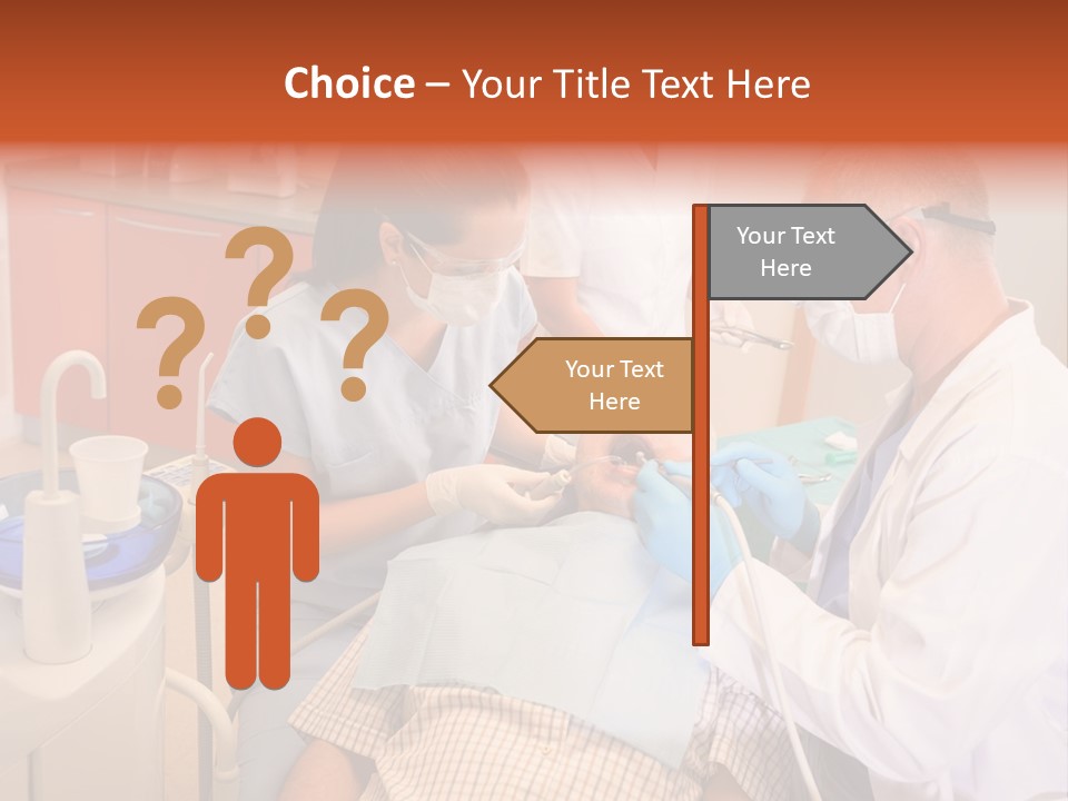 A Group Of People Standing Around A Man In A Dentist's Chair PowerPoint Template