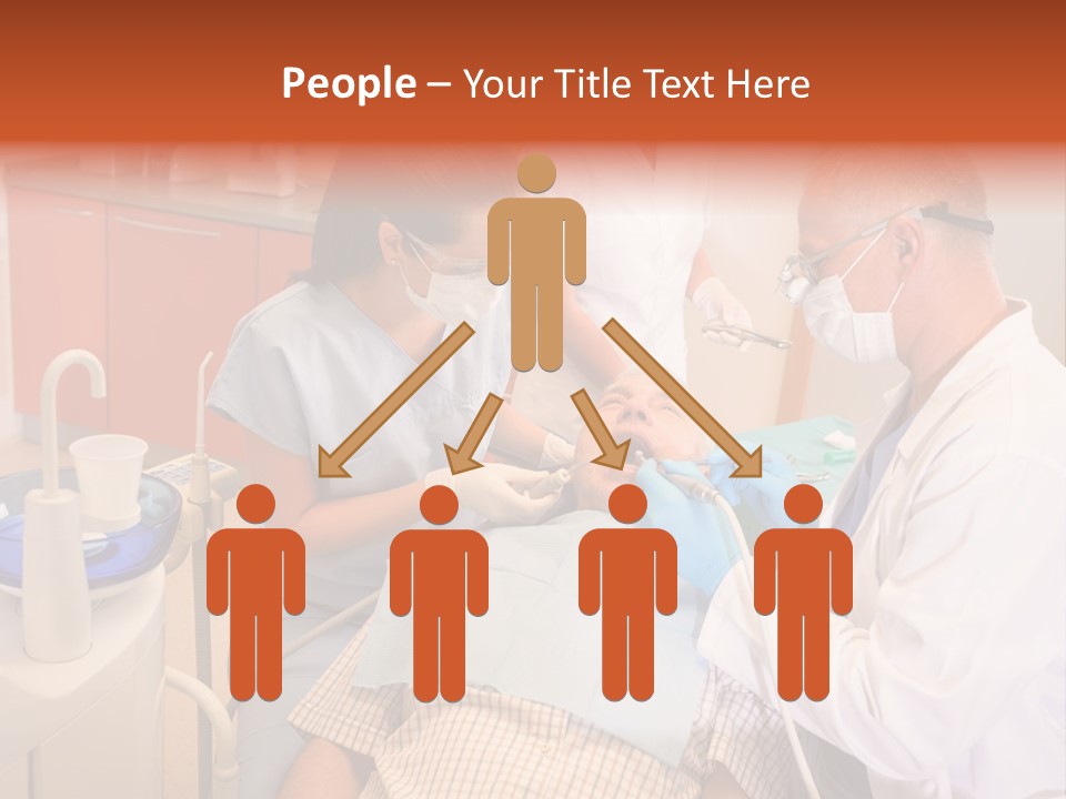 A Group Of People Standing Around A Man In A Dentist's Chair PowerPoint Template
