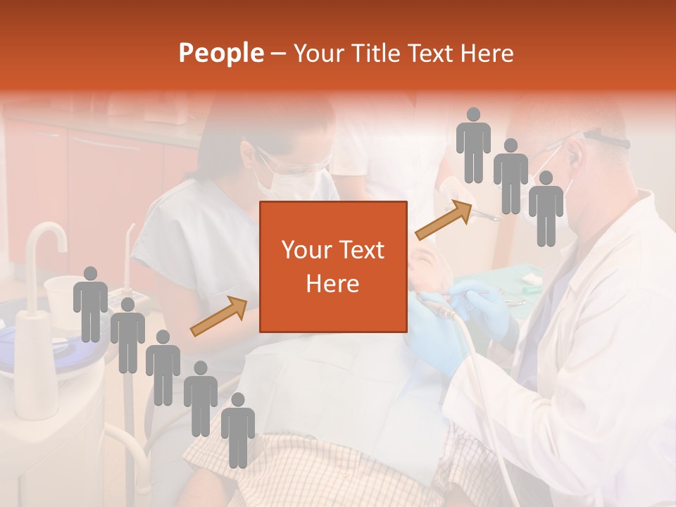 A Group Of People Standing Around A Man In A Dentist's Chair PowerPoint Template