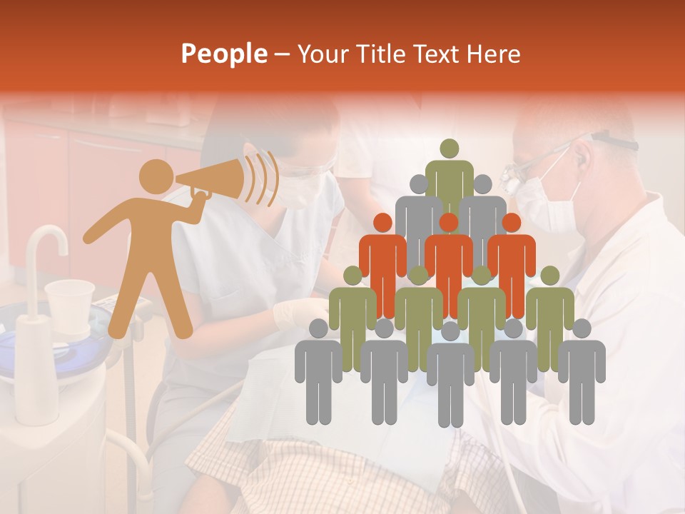 A Group Of People Standing Around A Man In A Dentist's Chair PowerPoint Template