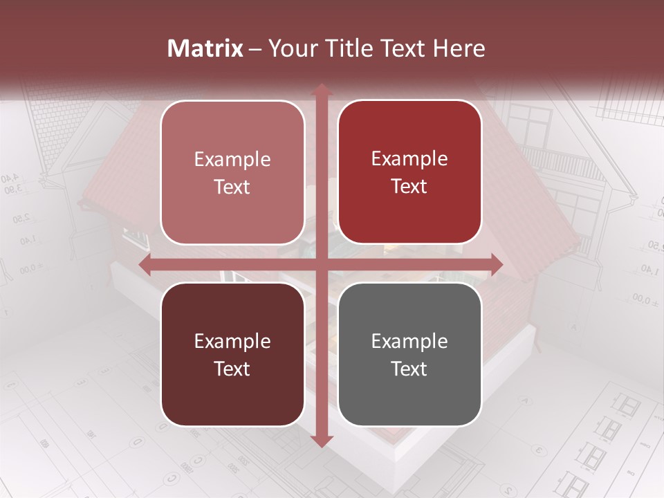 A House On Top Of A Blueprint With A Red Roof PowerPoint Template