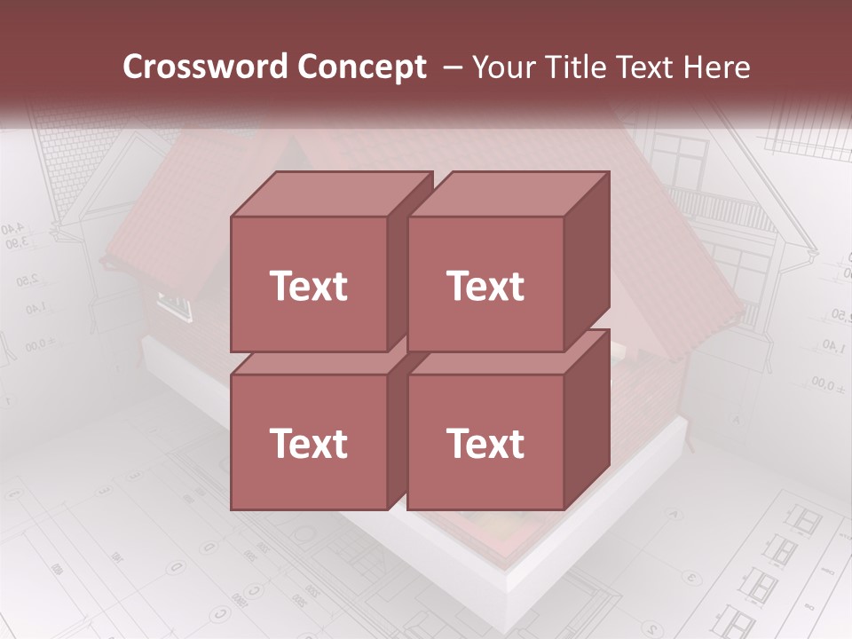 A House On Top Of A Blueprint With A Red Roof PowerPoint Template