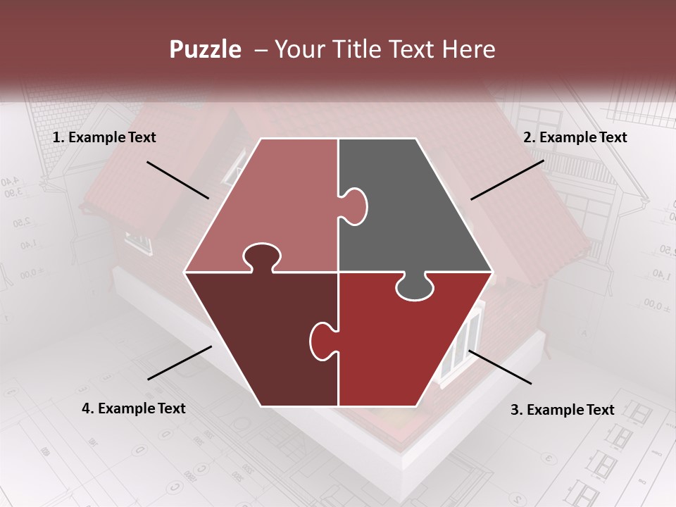 A House On Top Of A Blueprint With A Red Roof PowerPoint Template