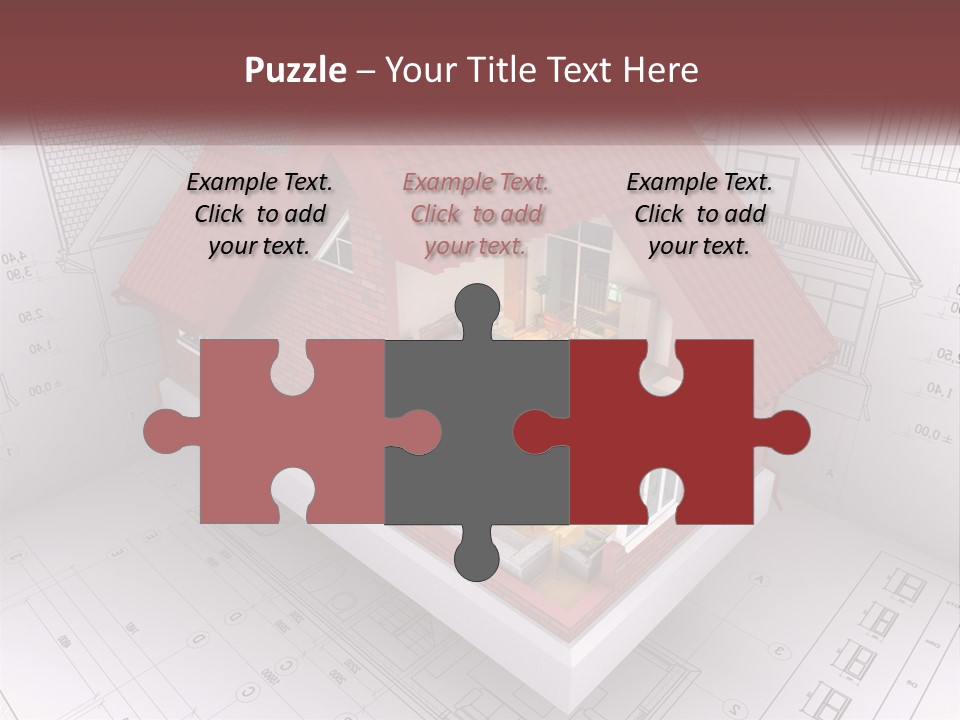 A House On Top Of A Blueprint With A Red Roof PowerPoint Template