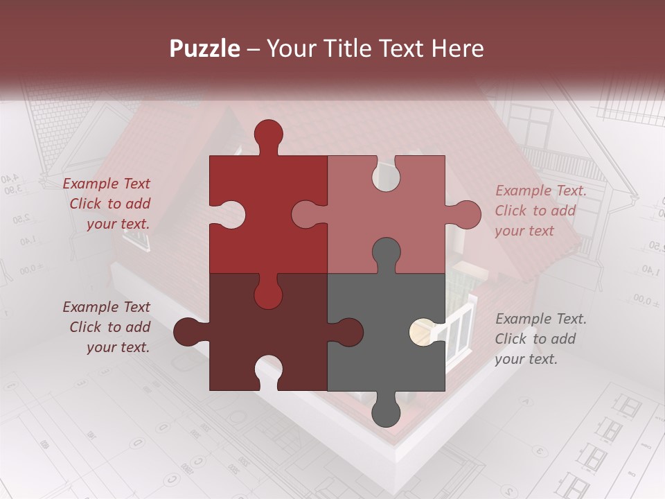 A House On Top Of A Blueprint With A Red Roof PowerPoint Template