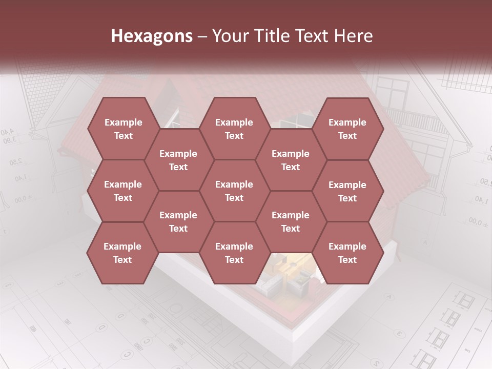 A House On Top Of A Blueprint With A Red Roof PowerPoint Template