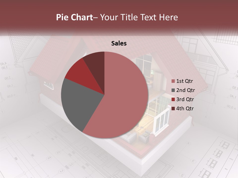 A House On Top Of A Blueprint With A Red Roof PowerPoint Template