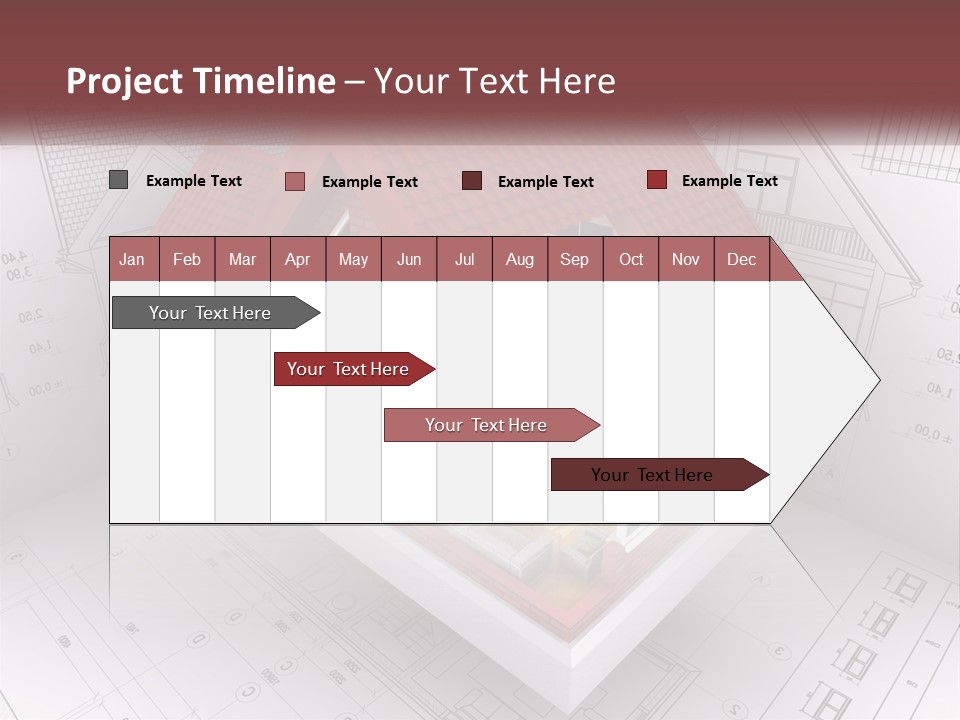 A House On Top Of A Blueprint With A Red Roof PowerPoint Template