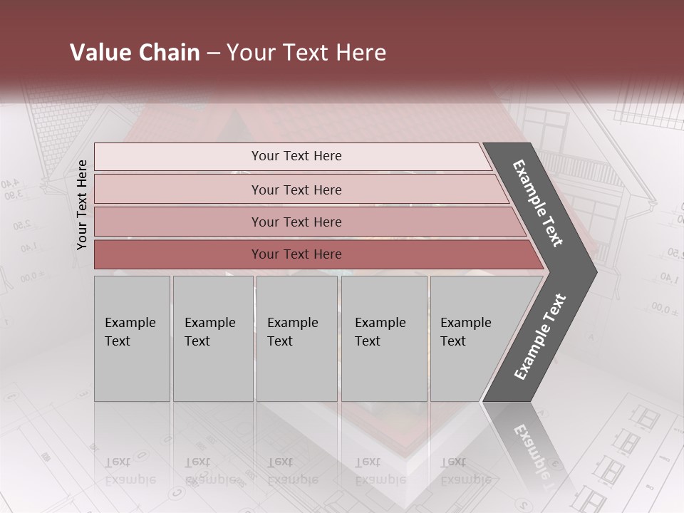 A House On Top Of A Blueprint With A Red Roof PowerPoint Template