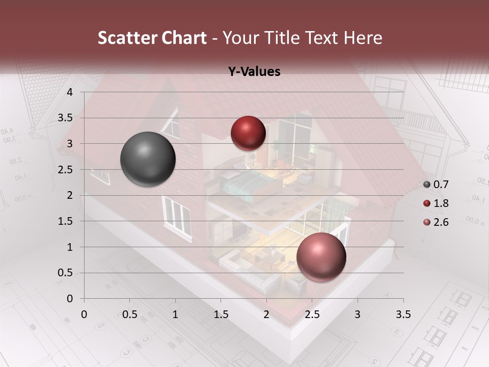 A House On Top Of A Blueprint With A Red Roof PowerPoint Template