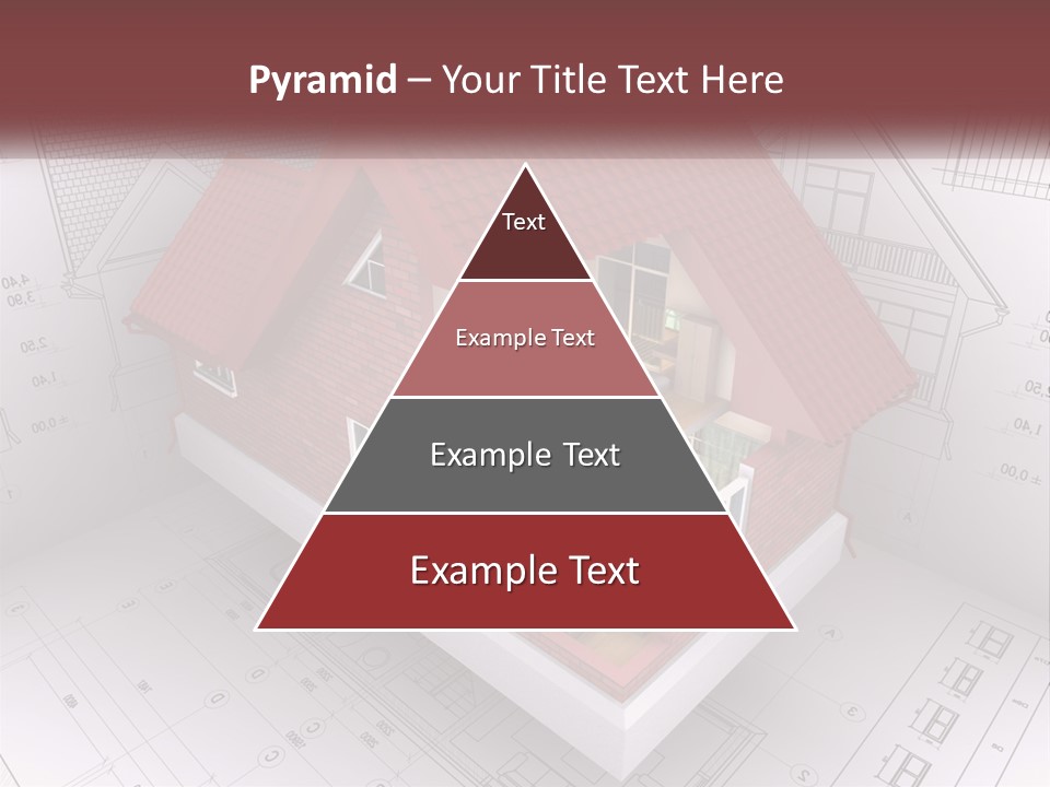 A House On Top Of A Blueprint With A Red Roof PowerPoint Template
