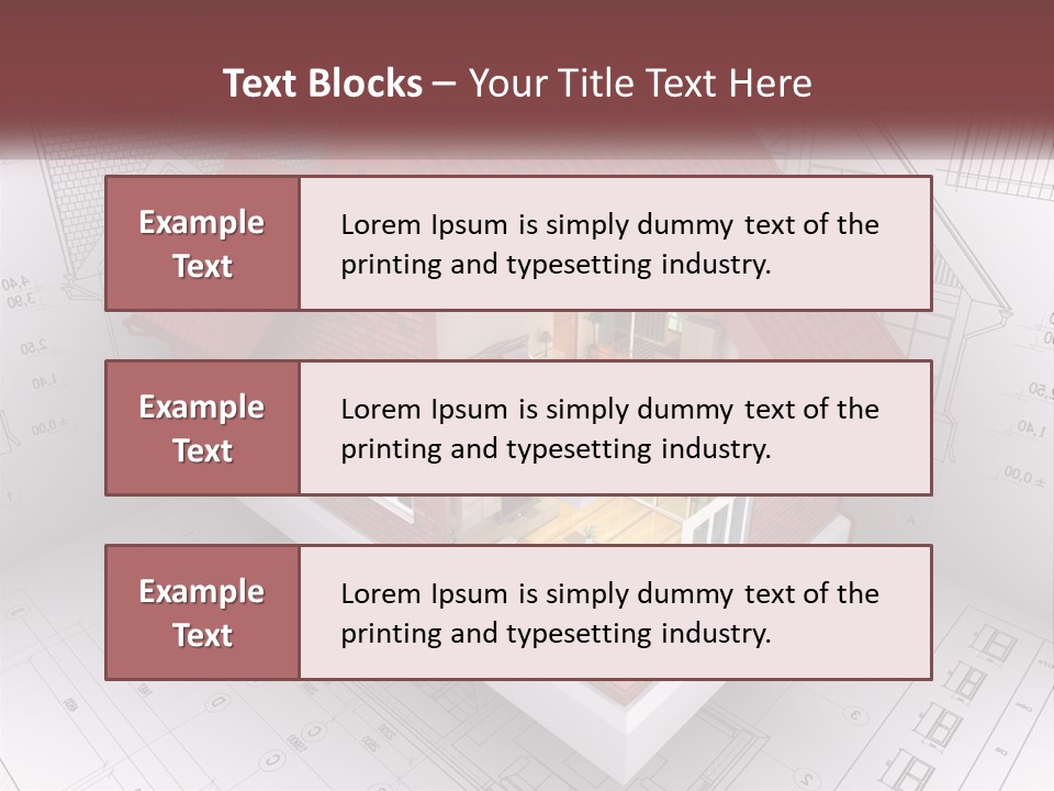 A House On Top Of A Blueprint With A Red Roof PowerPoint Template