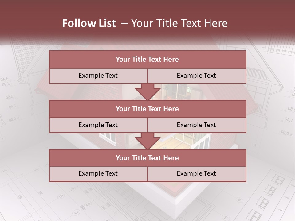 A House On Top Of A Blueprint With A Red Roof PowerPoint Template