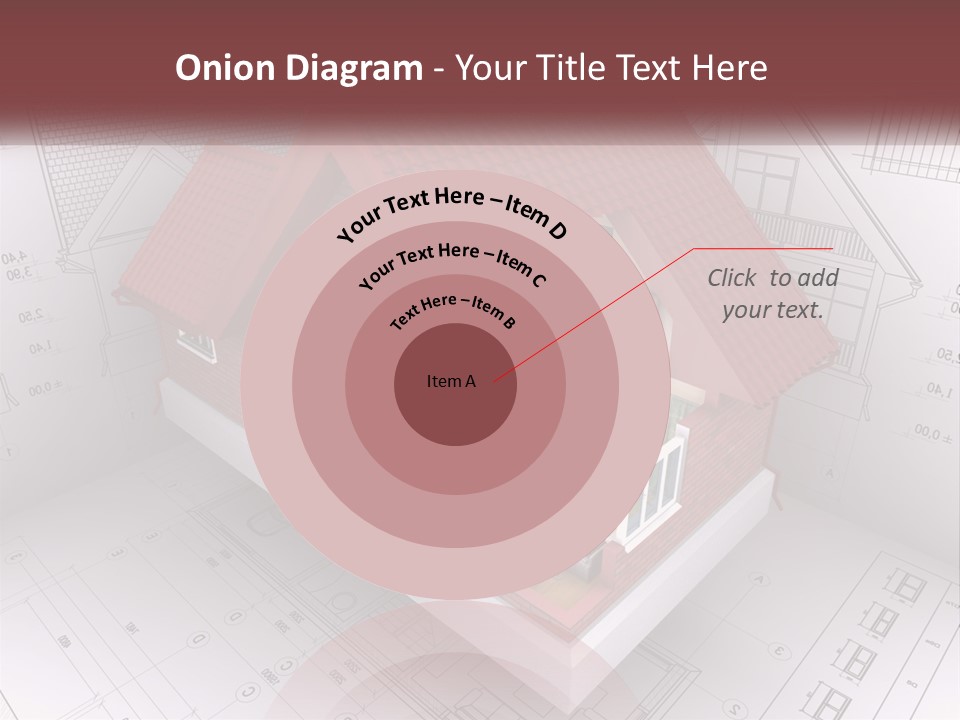 A House On Top Of A Blueprint With A Red Roof PowerPoint Template