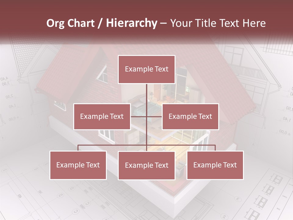 A House On Top Of A Blueprint With A Red Roof PowerPoint Template