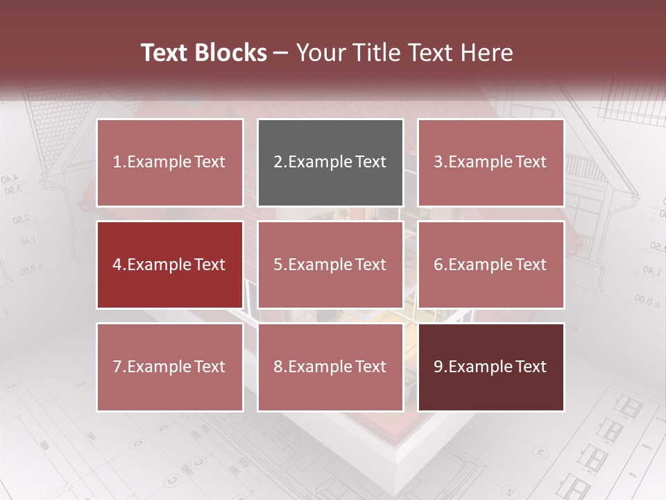 A House On Top Of A Blueprint With A Red Roof PowerPoint Template