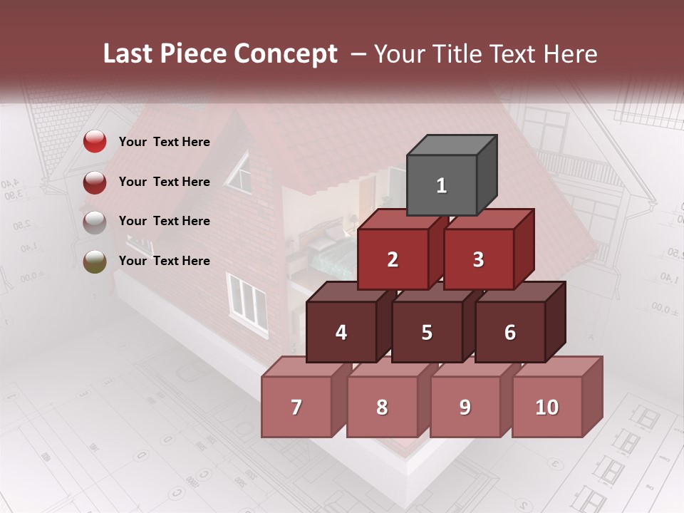 A House On Top Of A Blueprint With A Red Roof PowerPoint Template