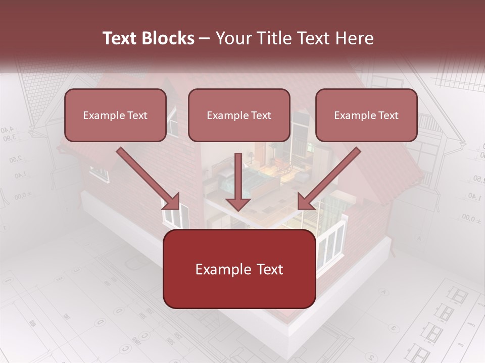 A House On Top Of A Blueprint With A Red Roof PowerPoint Template