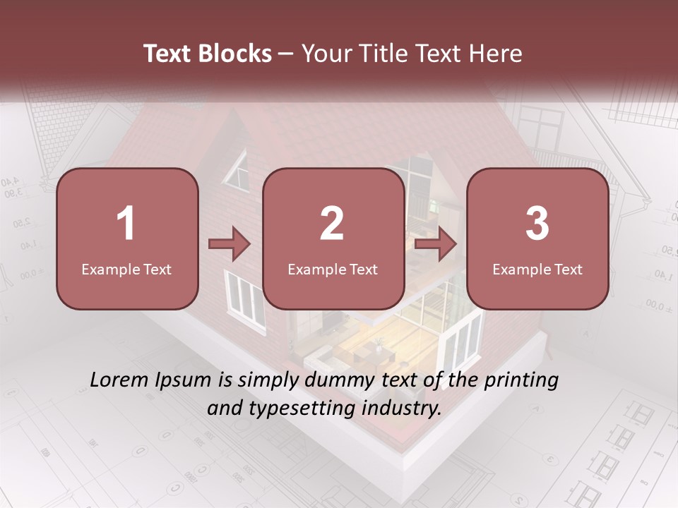 A House On Top Of A Blueprint With A Red Roof PowerPoint Template