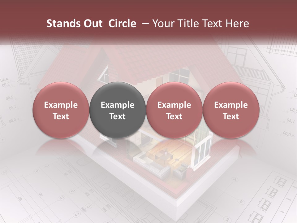 A House On Top Of A Blueprint With A Red Roof PowerPoint Template