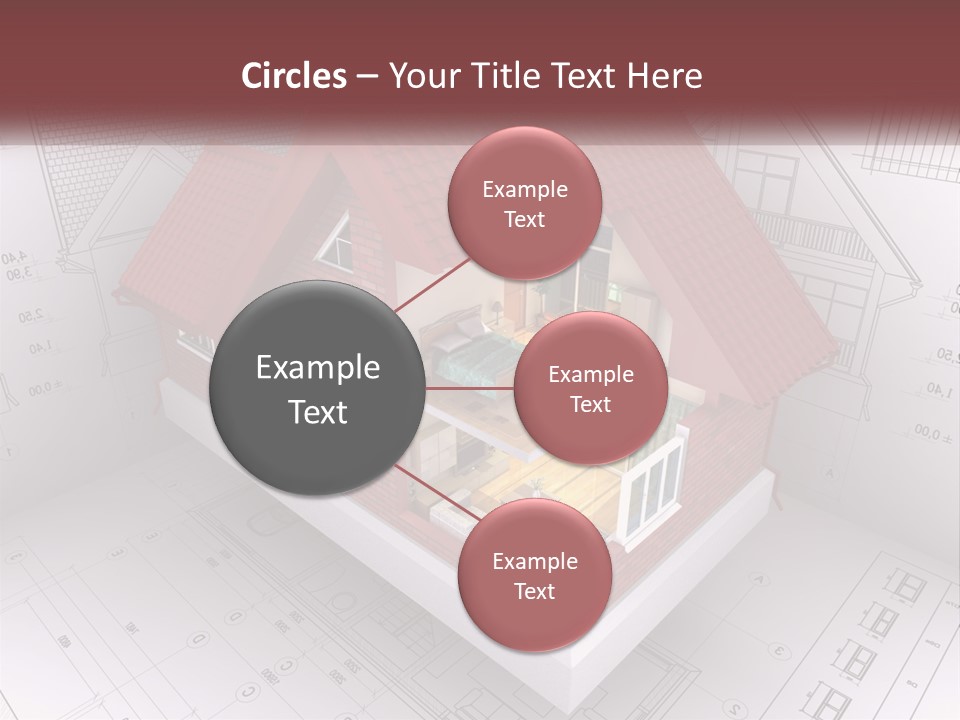 A House On Top Of A Blueprint With A Red Roof PowerPoint Template